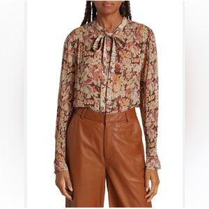 Polo Ralph Lauren Floral Neck Tie Blouse size 10 NWT